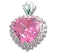 Pink CZ Heart Pendant