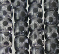 Black Spotted Cylindrical Style Glass Beads