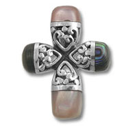 Pink MOP Pava Shell Cross Pendant