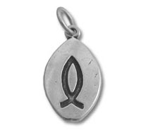 Sterling Silver Oval Religious Fish Charm