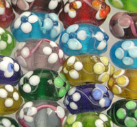 Multi Color Glass Bead with Flowers