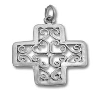 Shiny Large Filigree Cross Charm
