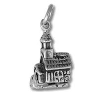 Sterling Silver Openable Church with 2 People Inside Charm