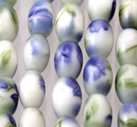 Oval Flower Style Glass Beads