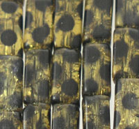 Cylindrical Leopard Spots Style Glass Beads