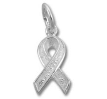 3D Sterling Silver Awareness Ribbon Charm