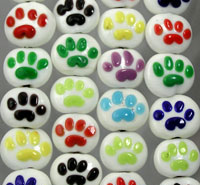 Multicolor Paw Print Glass Beads