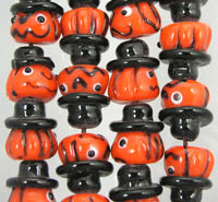Smiling Pumpkin Glass Beads