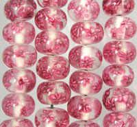 Round Glass Beads with Floral Designs