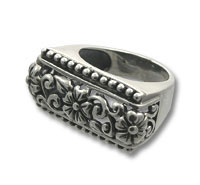 Three Flower Silver Ring