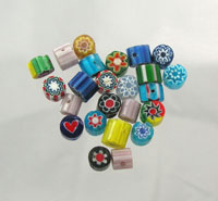 Mixed Cylindrical Millefiori Beads