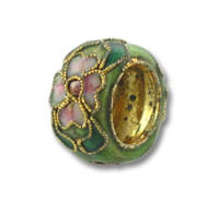 Light Green Cloisonne Flower Spacer Bead