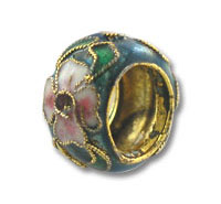Teal Cloisonne Flower Spacer Bead