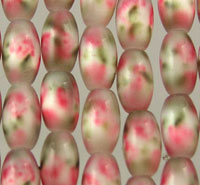 Floral Oval Glass Beads