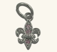 Pink CZ Fleur de Lis Charm