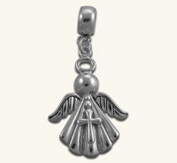 Angel with Halo and Cross Silver Pendant