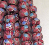 Red And Blue Glass Lampwork Beads
