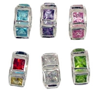 Princess Cut CZ Charm Bead