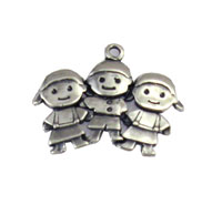 2 Girls and 1 Boy Silver Charm