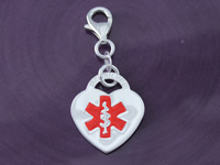 Red Enamel Heart Medical ID Charm