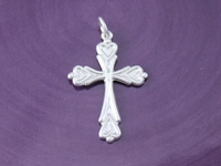 Silver Polished Heart Cross Charm