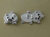 White Enamel Moveable Pig Charm