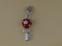 Red Enamel Heart Key Charm