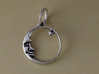 Moon and Star Round Charm