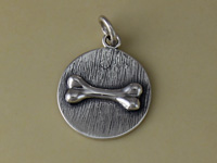 Silver Dog Bone Round Tag