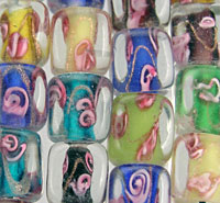 Square Multi Color Glass Beads