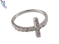 CZ Sideways Cross Ring