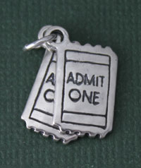 Silver Admit One Tickets Charm