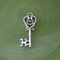 Silver Heart Key Pendant