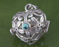 Stone Flower Heart Locket