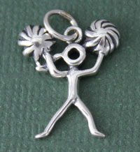 Silver Cheerleader/Pom Pom Charm