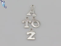 alphabet, letter initial charms, block font, gold filled, sterling silver
