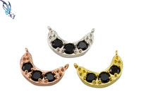 Black CZ Crescent Moon Connector