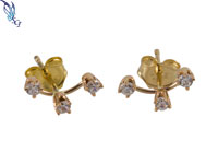 Gold Filled Three CZ Stud Earrings