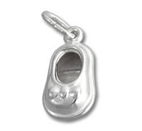 Silver Hollow Puffed Slipper Charm