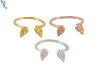 Textured Angel Wing Adjustable Ring