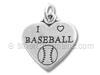 I Love Baseball Heart Charm