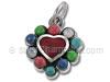 Red Heart Charm with Multi-Color Stones