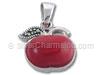 3D Red Stone Apple Charm with Marcasite Leaf