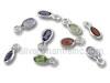 Silver Multi Gemstone Drop Charm