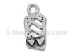 Silver Double Hearts Rectangle Charm