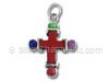 Sterling Silver Cross Charm with Multi-Color Stones