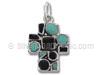 Sterling Silver Cross with Black Onyx and Turquoise Stones