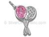 Sterling Silver Pink Cubic Zirconia Tennis Racket