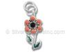 Sterling Silver Enamel Flower Charm