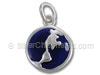 Sterling Silver Enamel 2 Sided Blue Globe Charm